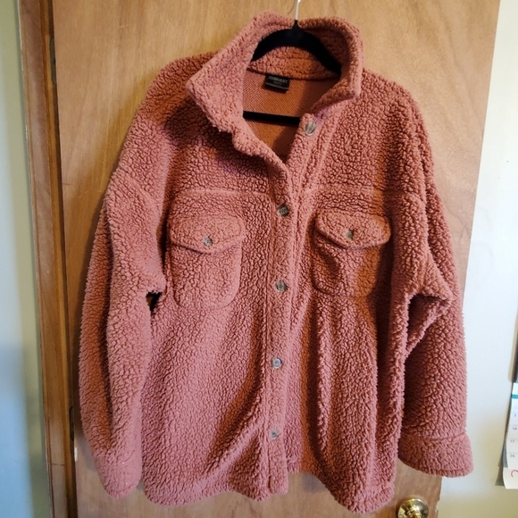 32 degrees teddy bear button up shacket/jacket. Sz xl/xxl. Red rust. - Picture 1 of 6